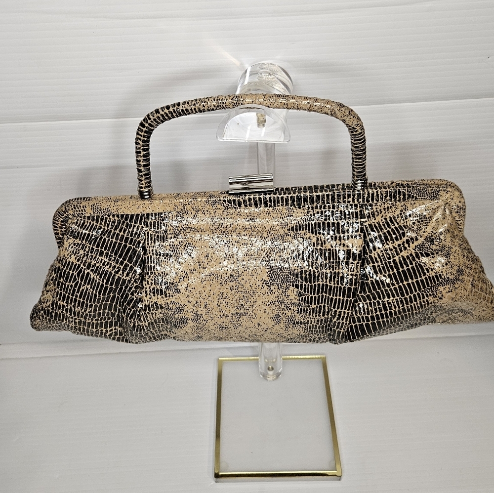 Hobo International Women’s Shiny Leather Snake Print Handbag – Clutch Style - Picture 2 of 16
